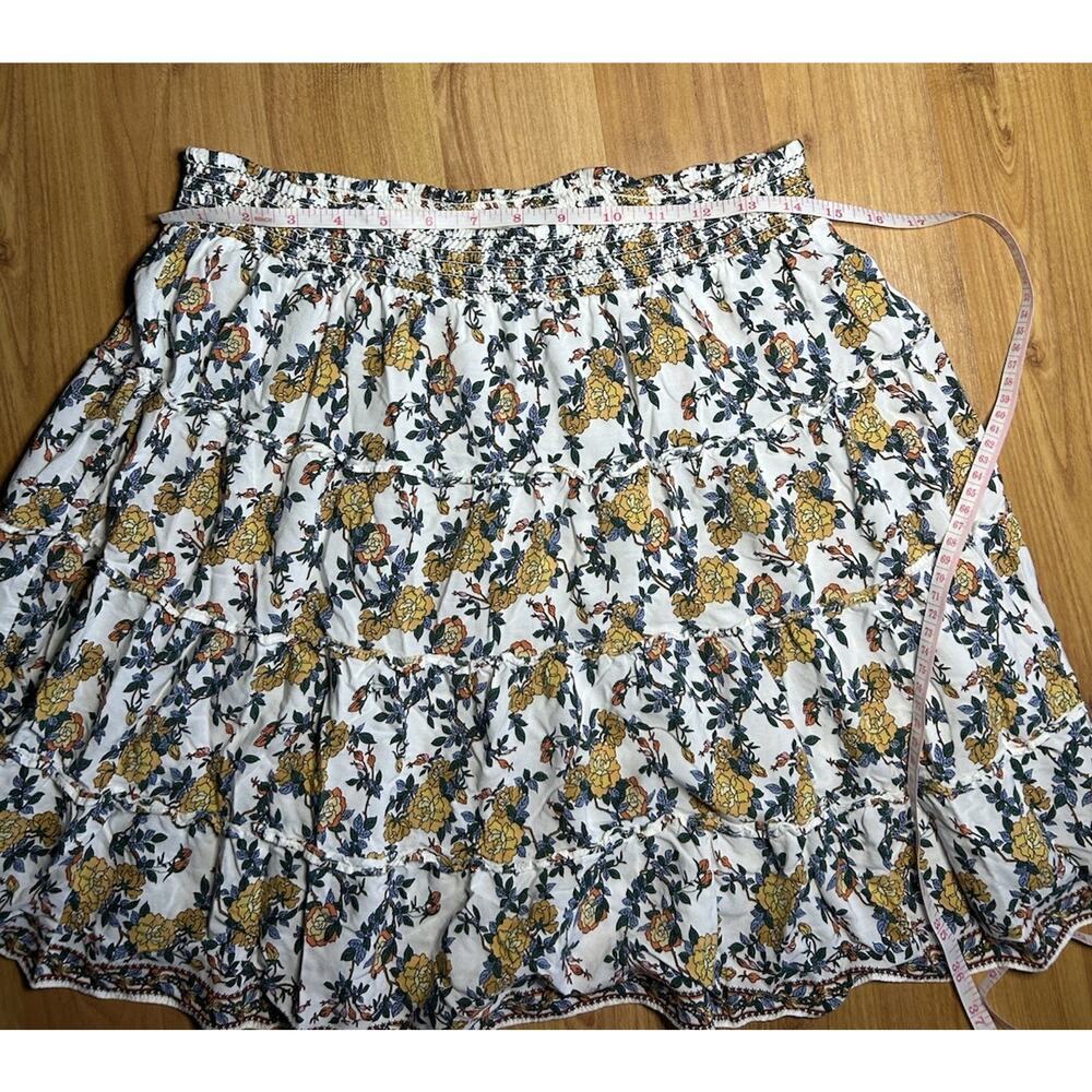 Max Studio Buttery Yellow Floral Tiered Skirt Smocked Waist Boho Coquette Size M - Picture 4 of 8